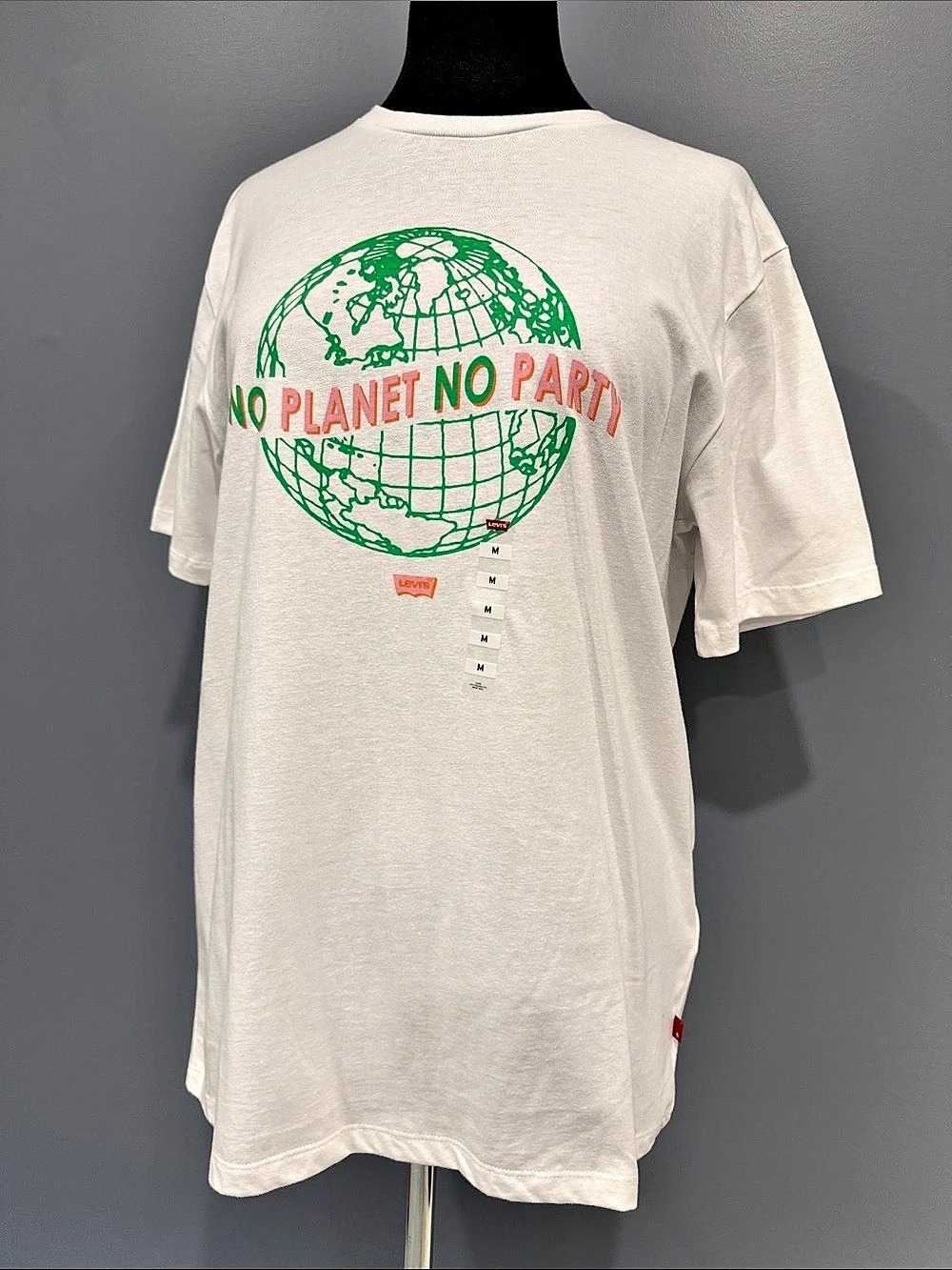 Levi's No Planet No Party Graphic T-Shirt White & Green Medium